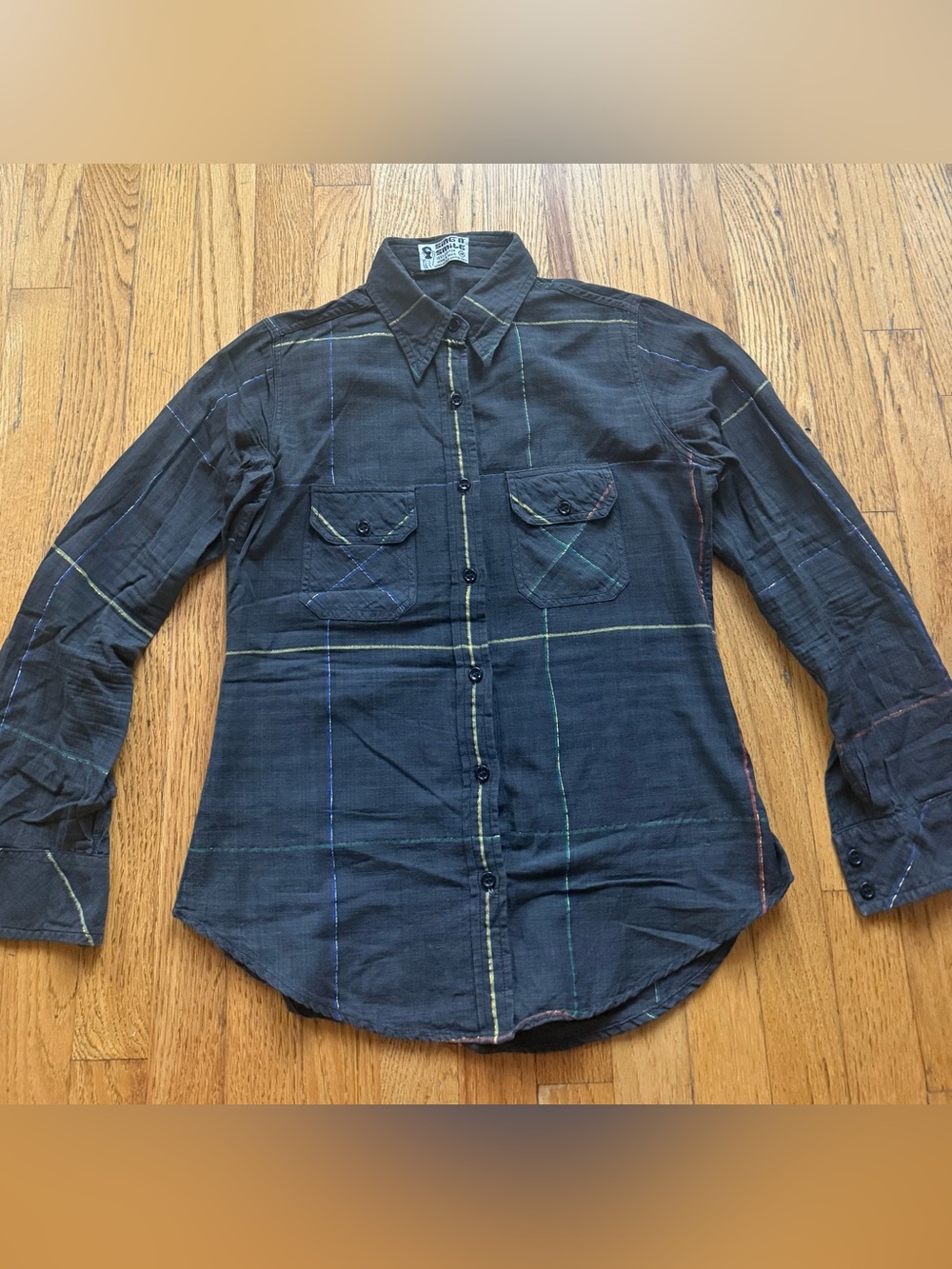 Vintage Retro Disco 70s Op Art Geometric Western Mod Button Up Unisex Shirt Med